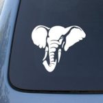 CMI545 Elephant Head Decal | Die Cut Vinyl Car Decal Sticker for Car Window Bumper Truck Laptop Ipad Notebook Computer Skateboard Motorcycle | 6″ X 5.2″ | Premium Quality White Vinly