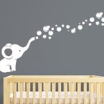 Elephant Bubbles Nursery Wall Decal Room Decor (White)