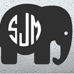 Elephant Monogram Car Decal/Sticker (6 INCH, BLACK)