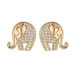 Babao Jewelry Cute Elephant 18K Platinum Plated Clear Cubic Zirconia Crystal Stud Earrings