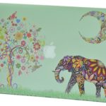Macbook Pro Retina 13 inches Rubberized Hard Case for model A1502 & A1425, Cas Graphique Moon Elephant Design with Green Bottom Case, Come with Keyboard Cover