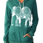 Dellytop Womens Drawstring Pockets Elephant Print Long Sleeve Pullover Hooded Sweatshirt Coat