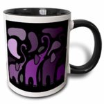 3dRose Awesome Purple Elephant Abstract Art Original – Two Tone Black Mug, 11oz (mug_200506_4), 11 oz, Black/White