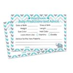 Teal Blue and Gray Elephant Boy Baby Shower Advice and Prediction Cards (Set of 20)