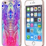 6S Plus Case Elephant,Apple Iphone 6 Plus & 6S Plus TPU Soft Clear Full Protective Case – Design of Colorful Vintage Elephant