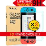 Nintendo Switch Screen Protector, [3 Pack] AnoKe (9H 2.5D) Tempered Glass Film Shield ARMS Games Console Gray Joy Con Accessories Case For Nintendo Switch 3Pack