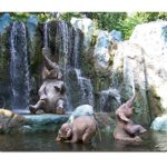 Wknoon Gaming Mouse Pad Custom, Cute Baby Elephants Spraying Water Playing in Waterfall Funny Scene, Thick Mousepad Mat 9.45 X 7.9 Inch (240mmX200mmX3mm )
