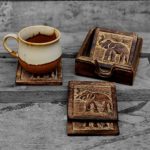 Drink Coaster Set of 4 Handcrafted for Tea Coffee Beer Glass Dining Elephant Design Tabletop Home Decor Kitchen Accessories
