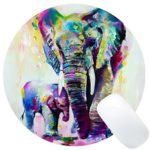 Wknoon Mouse Pad Abstract Colorful Watercolor Elephant Oil Painting Art Round Mat