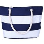 Manka Vesa Women Beach Tote Canvas Shoulder Bag Strip Anchor Summer Handbag Top Handle Bag