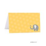 Andaz Press Yellow Gray Gender Neutral Elephant Baby Shower Collection, Table Tent Printable Place Cards, 20-Pack, Dessert Table Catering Food Station Cards