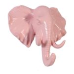 ZOZ Elephant Head Single Wall Decoration Hook Animal Shaped Resin Hanger (Pink)