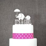 Its A Girl Elephant Cake Topper Cute Cake Topper Charming Cake Topper Baby Shower Cake Topper Gender Reveal Topper S043