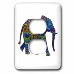 3dRose Sven Herkenrath Animal – Colorful Elephant On White Background – Light Switch Covers – 2 plug outlet cover (lsp_256752_6)