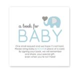 Elephant Bring a Book for Baby Shower Insert Card Blue & Grey (25pc.)