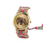 DaySeventh 2017 New Arrival Women Elephant Pattern Weaved Rope Band Bracelet Quartz Dial Wrist Watch