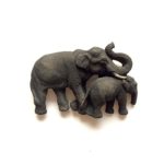 3D MAGNET THAI HANDMADE KITCHEN SOUVENIR GIFT MOTHER BABY 2 BLACK ELEPHANT FRIDGE