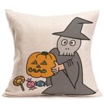 Kimloog Happy Halloween Ghosts Pumpkin Print Cotton Linen Throw Pillow Cases 18″x18″ Sofa Cushion Cover Home Decor Zipper Pillowcase (G)