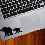Elephant Mom and Baby Trackpad / Keyboard – Vinyl Decal (Black) Macbook Laptop By Boston Deals USA