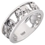 Sterling Silver Elephant Family Migration Ring 925 (Color Options, Sizes 4-15)