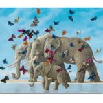 Wknoon Elephants and Butterflies Mouse Pad Custom Design, 9.5 X 7.9 Inch (240mmX200mmX3mm )