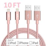 Lightning Cable, VP 2Pack 10 FT iPhone Charger Cord nylon braided for Apple iphone SE, iPhone 7, 6s, 6s+, 6+, 6,5s 5c 5,iPad Mini, Air, iPad 6, iPod (2Pack 10FT Pink)