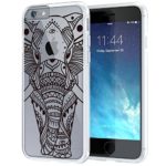iPhone 6 6s Case 4.7″, True Color Ethnic Elephant Printed on Clear Transparent Hybrid Cover Hard + Soft Slim Thin Durable Protective Shockproof TPU Bumper Cover – Clear Bumper