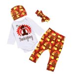Thanksgiving Clothes Set, WuyiMC Newborn Kid Baby Girl Outfits Romper+Pants+Hat+Headband (3-6M/Tag 80, Yellow)