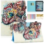 iPad Air 2 (2014 Release) Case, Dteck Cartoon Cute Flip Folio Smart Kickstand Case with [Auto Sleep Wake Feature] Synthetic Leather Magnetic Wallet Cover for Apple iPad Air 2-Cute Elephant