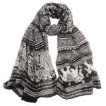 Datework New Ladies Neck Stole Elephant Print Long Scarf Shawl Pashmina (Black)