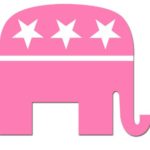 PINK GOP Republican Elephant Shaped Sticker (woman women female)