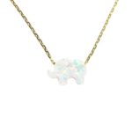 White Opal Elephant Pendant Necklace 925 Sterling Silver Chain