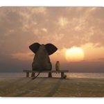 Elephant and dog sit on a summer beach Mouse pad mouse pad mouse pad mice pad mouse pad the office mat mouse pad Mousepad Nonslip Rubber Backing
