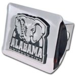 Alabama Crimson Tide Chrome Metal Hitch Cover with Chrome Elephant Logo