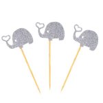 ULTNICE Cupcak Topper Picks Animal Elephant for Birthday Party Cake Decoration 3pcs