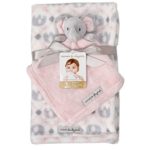 Blankets & Beyond Blanket Set with Pink & Grey Elephant Security Blanket