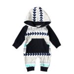 Clearance! Napoo Newborn Infant Baby Boys Girls Geometry Print Hooded Pocket Romper Jumpsuit (18M, Black)