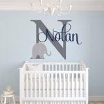 Custom Elephant Name Wall Decal for Boys – Baby Boys Room Decor – Nursery Wall Decals – Elephant Wall Art (30Wx22H)