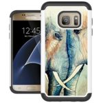 S7 Edge Case, Galaxy S7 Edge Cases, UrSpeedtekLive [Shock Absorption] Dual Layer Heavy Duty Protective Silicone Plastic Caver Case for Samsung Galaxy S7 Edge – in Love Elephants