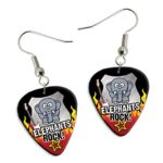 Elephant Elephants Rock Guitar Pick Earrings Plectrums (R1)