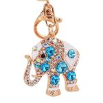 Lucky Elephant Colorful Opal Rhinestone Plating Women Car/Bag Keychain Purse Charm – Blue