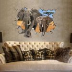 EMIRACLEZE Christmas Gift Africa 3d Style Elephant Vivid Removable Mural Wall Stickers Wall Decal for Children Bedroom Home Decor