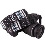 DSLR / SLR Camera Neck Shoulder Belt Strap – Wolven Cotton Canvas DSLR/SLR Camera Neck Shoulder Belt Strap for Nikon Canon Samsung Pentax Sony Olympus or Other Cameras – Black Stripe Pattern
