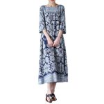 Hot Sale!! ZOMUSA Womens Oversized Floral Print Casual Loose Long Maxi Dress (XXXXXL, Blue)