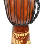 Djembe Drum Bongo Hand Carved 20″ Mahogany Deep carved African Art Elephant