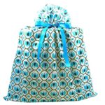 Elephants Reusable Fabric Gift Bag for Baby Shower, Child’s Birthday, or Any Occasion (Jumbo 27 Inches Wide by 33 Inches High, Turquoise Blue)