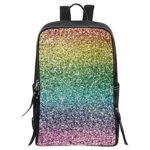 InterestPrint Rainbow Glitter Background School Casual Travel Backpack School Bag Travel Daypack