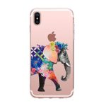 iPhone X Case, JICUIKE Lovely Animals Printed Transparent Silicone Phone Shell Clear Soft Slim Thin Durable Protective Shockproof TPU Bumper Back Cover for iPhone X, 5.8 inch [Color Elephant]