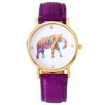 Souarts Womens Elephant Dial Plate Artificial Leather Quartz Wrist Watch 24cm