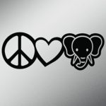 Peace Love Elephants Vinyl Decal Sticker | Cars Trucks Vans Walls Laptops Cups | Black | 7.5 X 2.7 Inch | KCD1630B